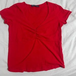 Brandy Melville red v neck ribbed